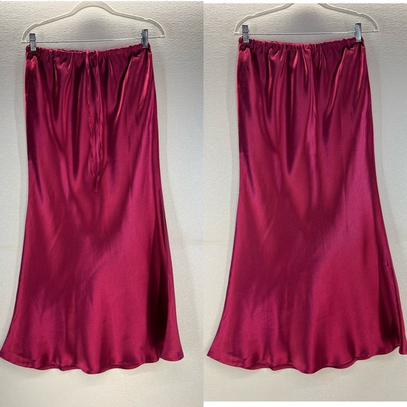 Satin Maxi Skirt for Women High Waist Drawstring Fishtail Casual Solid Long Wrap - Picture 17 of 17